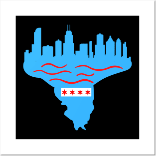 Chicago flag is blue and red, ya know Posters and Art